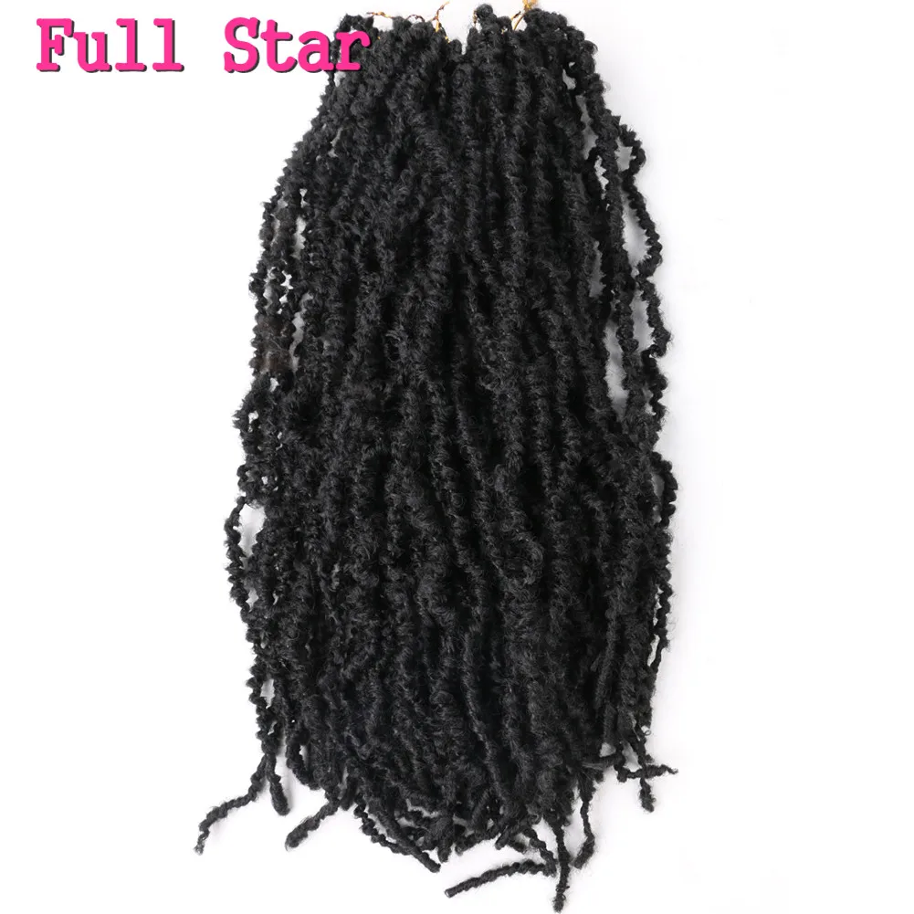 

Full Star Wavy Distressed Goddess locs Crochet Hair 1-9 pack Synthetic Braiding Hair Extensions for Women Brown Faux Locks Curly