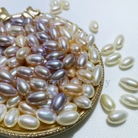 big size 9x12mm 10x15mm rice natural pearl 3a quality half hole pinkwhitepurple freshwater pearls