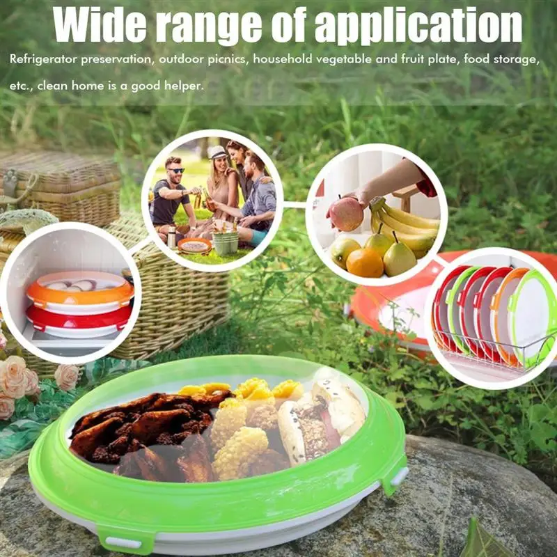 

Vacuum Food Preservation Tray Stackable Food Storage Container Round Fresh Food Container for Freezer Small Refrigerator