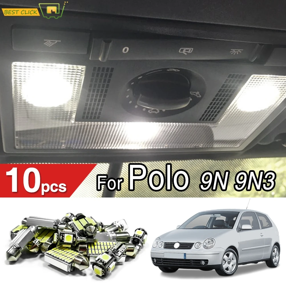 10 шт. Canbus автомобиля светодиодный светильник s лампы для Volkswagen VW POLO 9N 9N3 2002 2003 2009