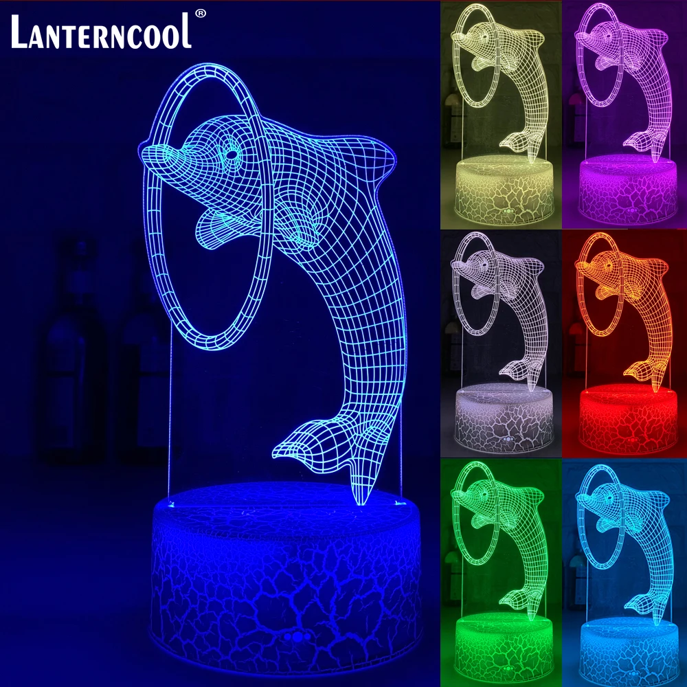

Remote / Touch Control 3D LED Night Light LED Table Desk Lamp Dolphin LED Night Light Color Change 3D LED Light for Kids Gift 3d