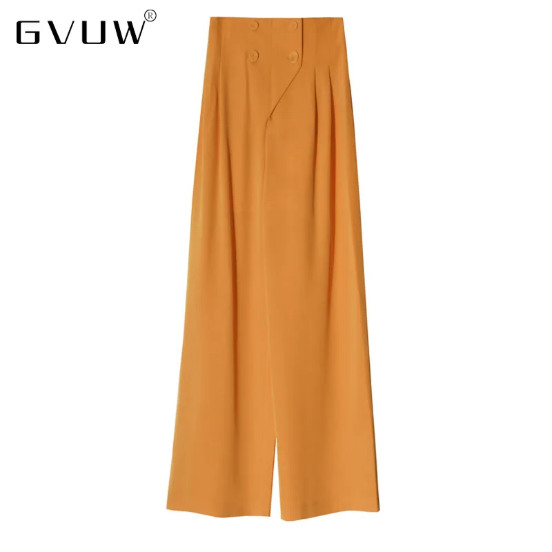 

GVUW 2021 Autumn Winter Orange Wide Leg Pants Long Pants Loose Floor Straight Trousers Korean Warm Leggings Women's KB7895
