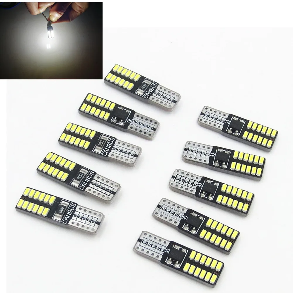 T10 canbus led 24led 3014smd t10 Led Canbus Car Smd светильник w5w 194 24smd Светодиодная Лампочка без ошибок