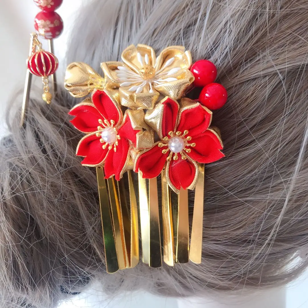 Японский стиль Seiko двойной цветок кулон тонкая шпилька аксессуары для волос