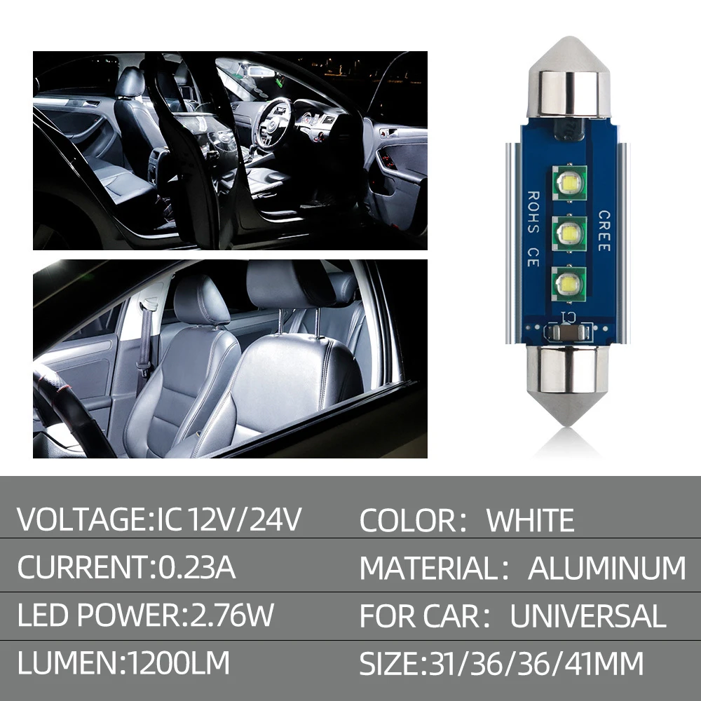 2 шт. C5W C10W Светодиодный лампочки Canbus Festoon 31MM 36 мм/39 мм/41 мм 3030 чип без ошибок