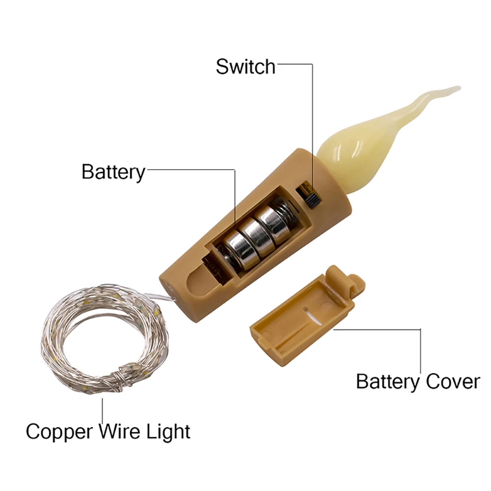 2 м/20 светодиодный новинка свеча бутылка гирлянда медный провод стекло ремесло