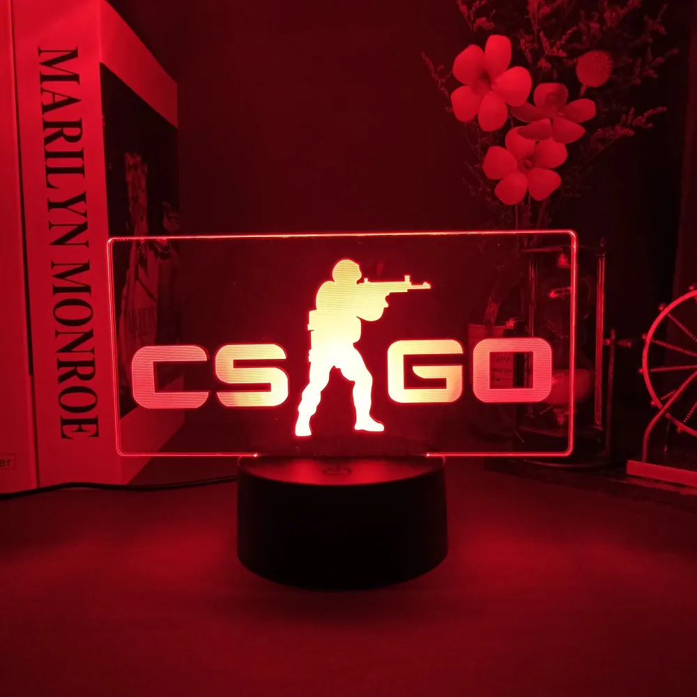 Ночные лампы с логотипом игры CS GO 3D прикроватные светильники Counter-Strike для игровой