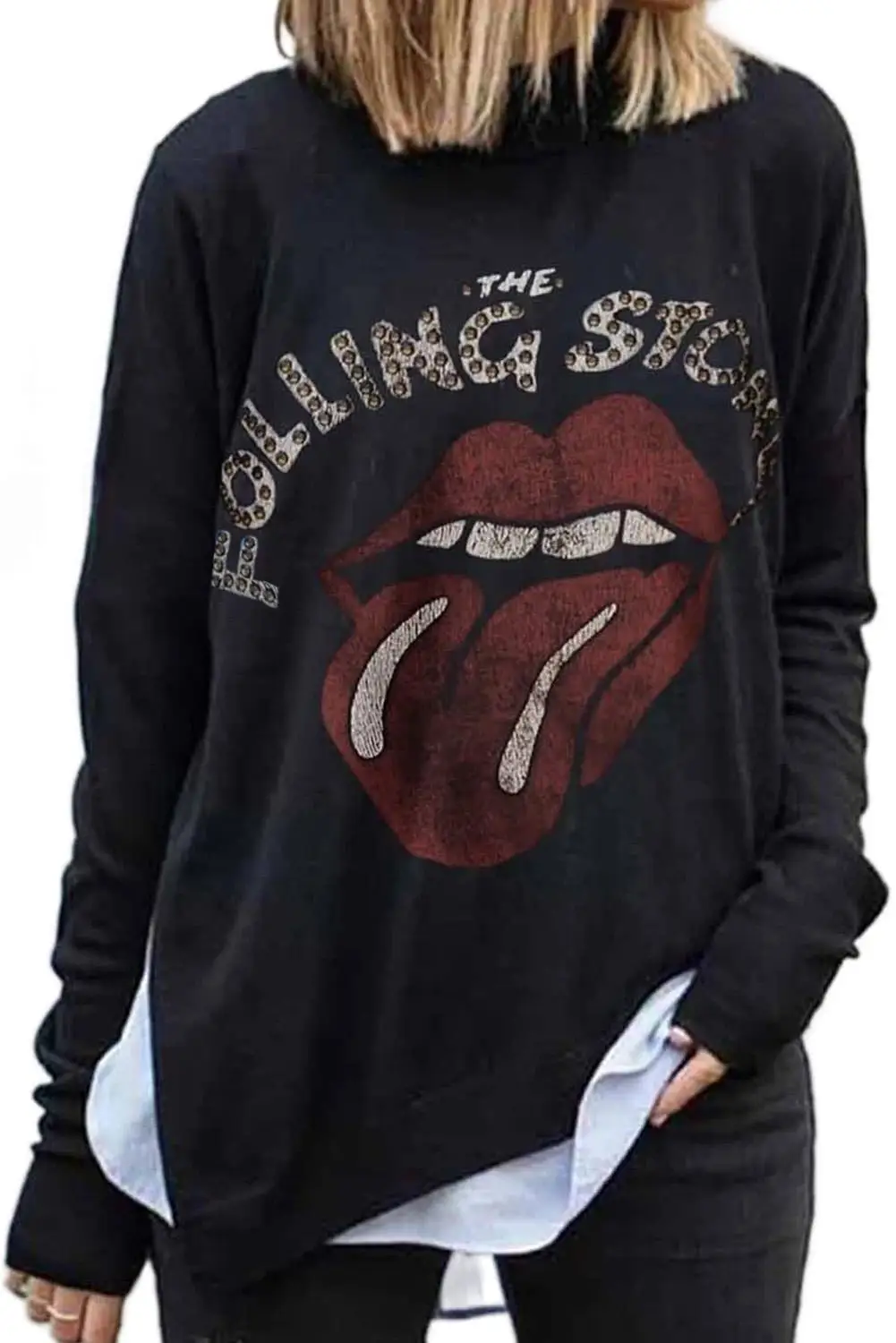 

Lips Tongue Printed Oversized Sweatshirt Womens Winter Tops Sweatshirt Spring 2021 Women Clothing Fleece Outwear