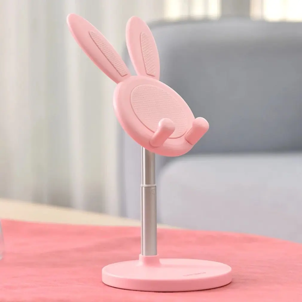 

Cute Rabbit With Adjustable Stand Portable Phone Lift Stand Desktop Phone Holder Rabbit Fur Desktop Rack