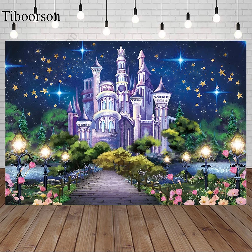 

Night Castle Scenery Backdrop Starry Sky Photography Background Newborn Baby Shower Birthday Party Wall Decor Photo Studio Props