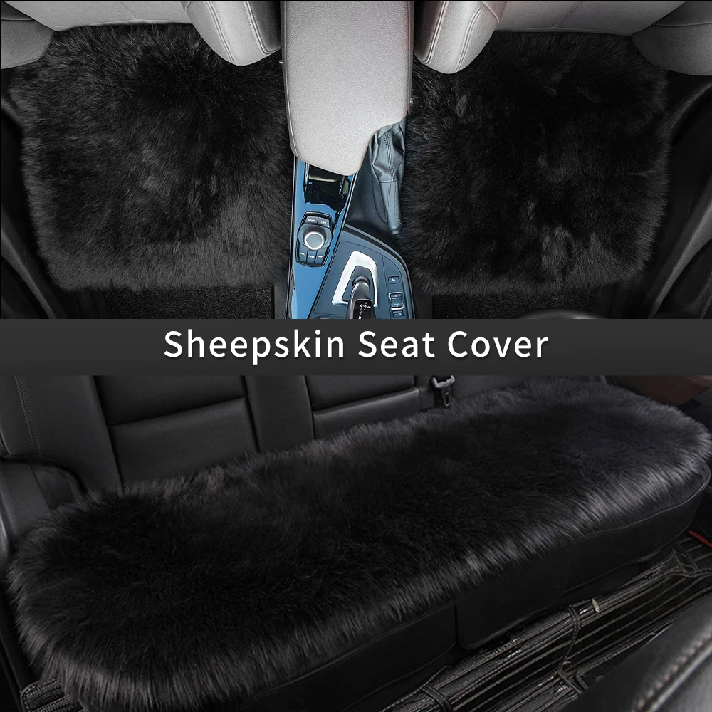 

Long Wool Fur Car Seat Covers Full Set Fluffy Car Seat Cover Front And Rear Sheepskin Fur Car Seat Covers Soft Auto Cushion Warm