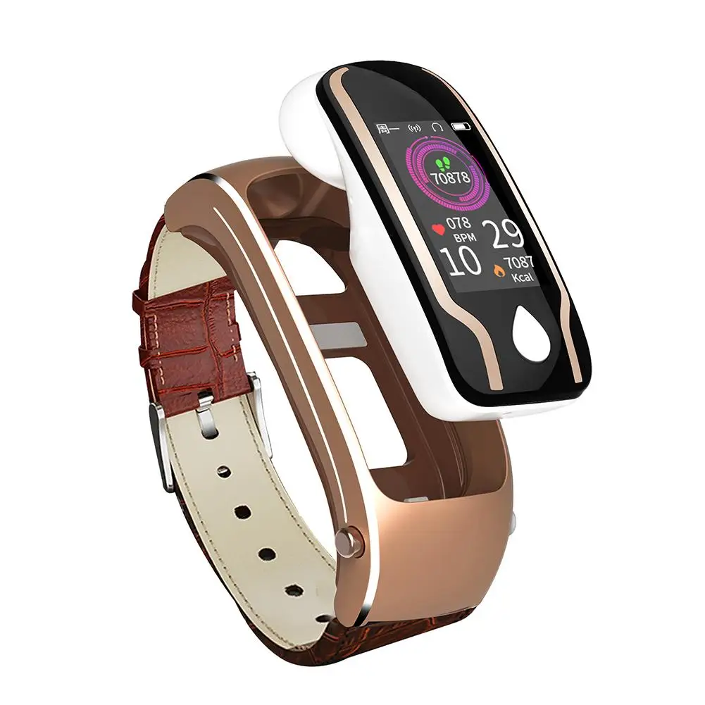 Gold Y9 спортивный умный Браслет фитнес трекер Здоровье часы 2 в 1 Bluetooth гарнитура беспроводные стерео наушники многофункциональный браслет - Цвет: Gold