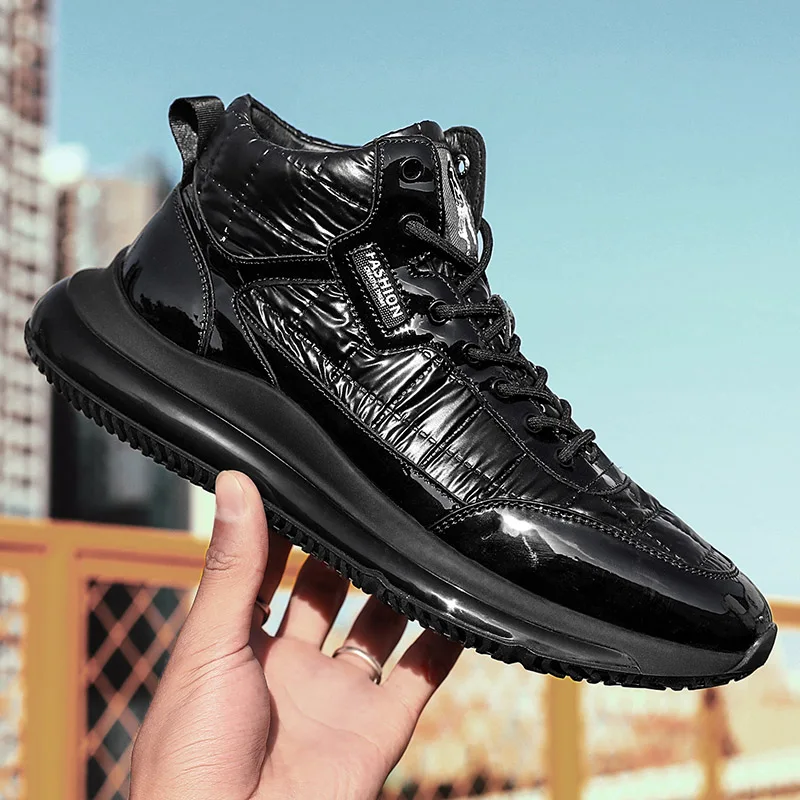 

Black men's shoes new thick-soled increased Korean version of simple and versatile trend high-top shoes men's casual sportsshoes