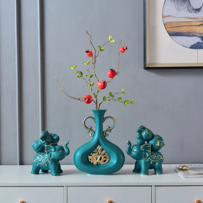 

Китайская керамическая ваза Fengshui, украшения для магазина, фигурки, аксессуары, ремесла, домашняя гостиная, Настольная скульптура с животными, украшение