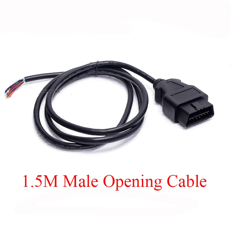 

Hot Saleing 1.5M OBD2 OBD-II 16 Pin Male Extension Connector Diagnostic Cable Opening Cable Plug J1962