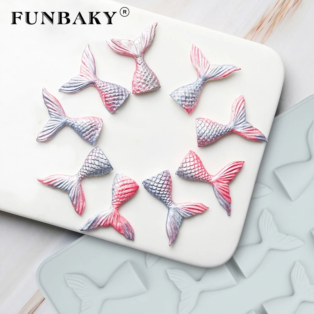 

FUNBAKY 3D Cartoon Mermaid Tail Fondant Molds Sea Animal Silicone Mold DIY Cake Decorating Tools
