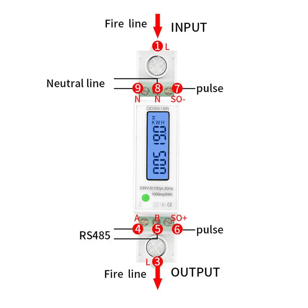 

LCD Mudbus 18mm Mini Digital Power Meter Single Phase Watt Meter DIN Rail With Backlight AC 5-100A 230V