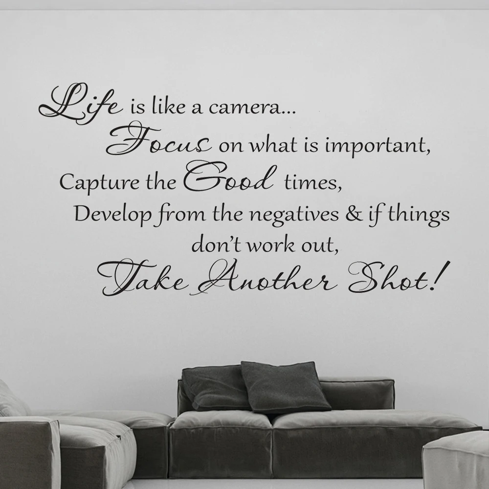 

Wall Stickers Life Is Like A Camera Quote Mural Wallpaper Vinyl Poster For Bedroom Livingroom Decals Decoration DW20031