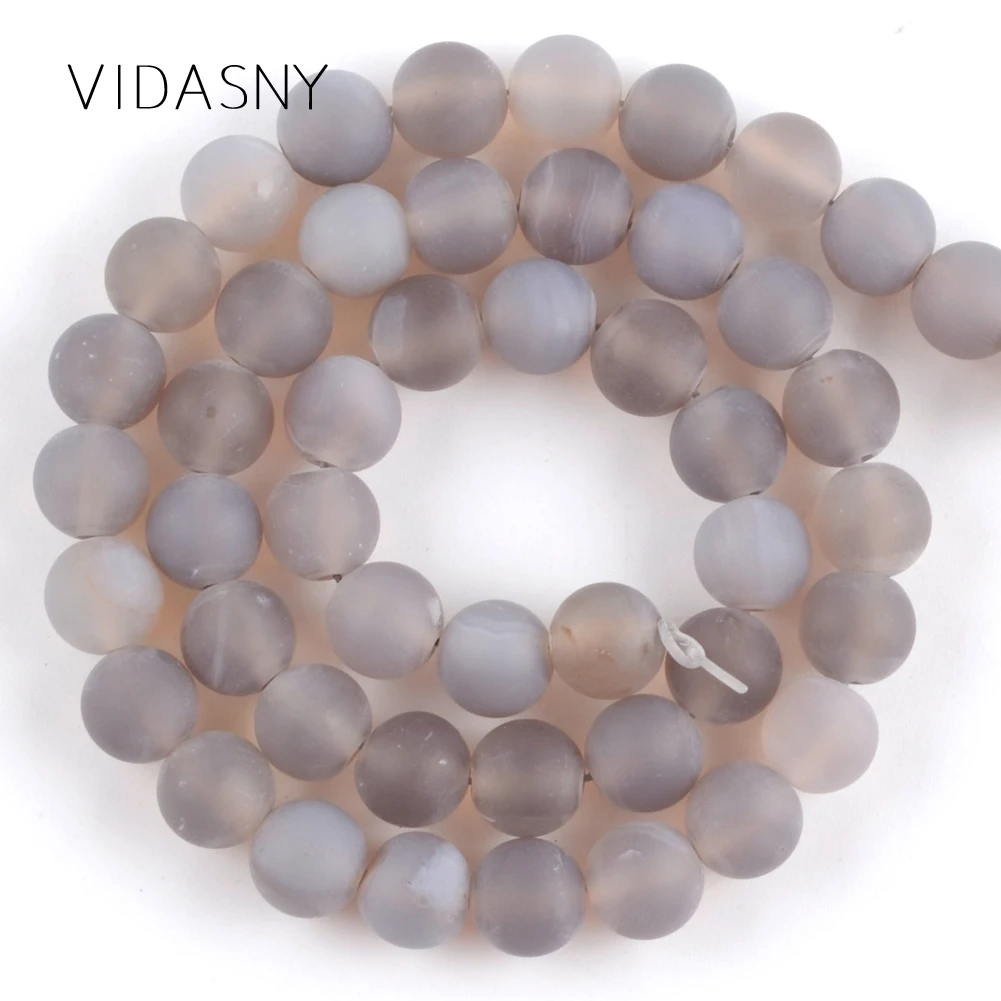 Круглые бусины из матового серого Агата для изготовления ювелирных украшений