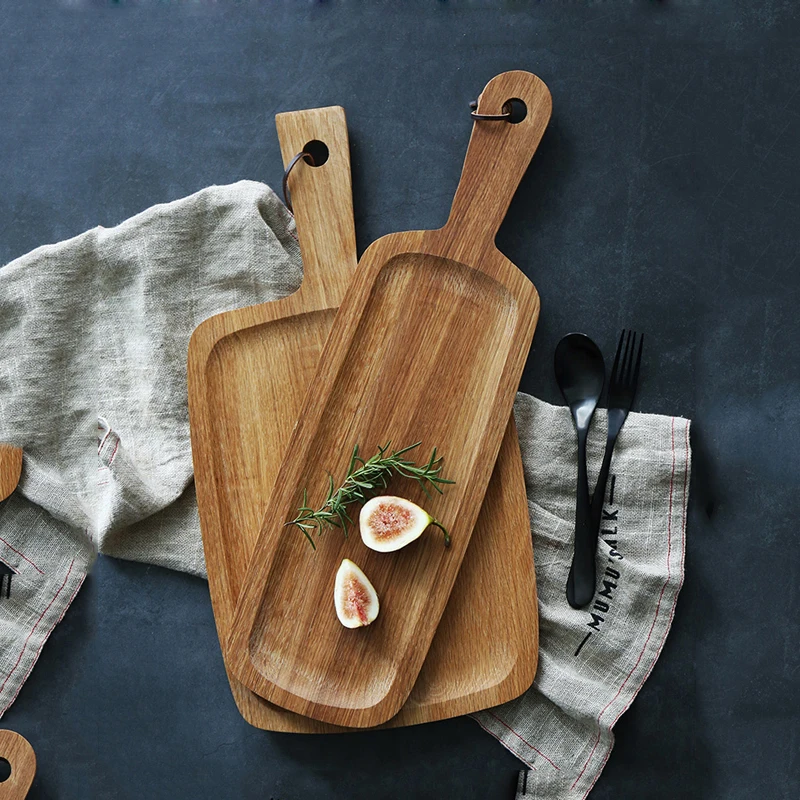 Деревянный поднос кухонная дубовая хлебная доска для фруктов пиццы Детская