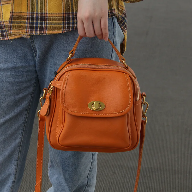 

MESOUL Crossbody Bags For Women 2021 New Natural Genuine Leather Shoulder Messenger Bag Lady Vintage Solid Color Brand Handbags