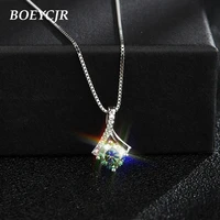 boeycjr 925 silver 0 5ct1ct2ct green moissanite vvs1 engagement elegant wedding pendant necklace for women gift