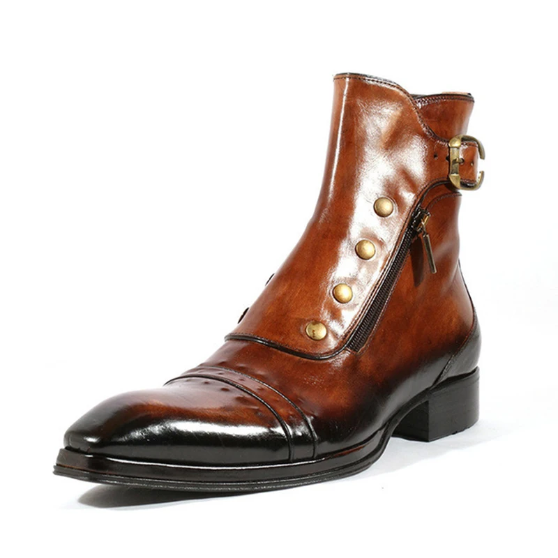 Мужские ботинки из ПУ кожи с пряжкой большие размеры 37 48|Ботинки| |