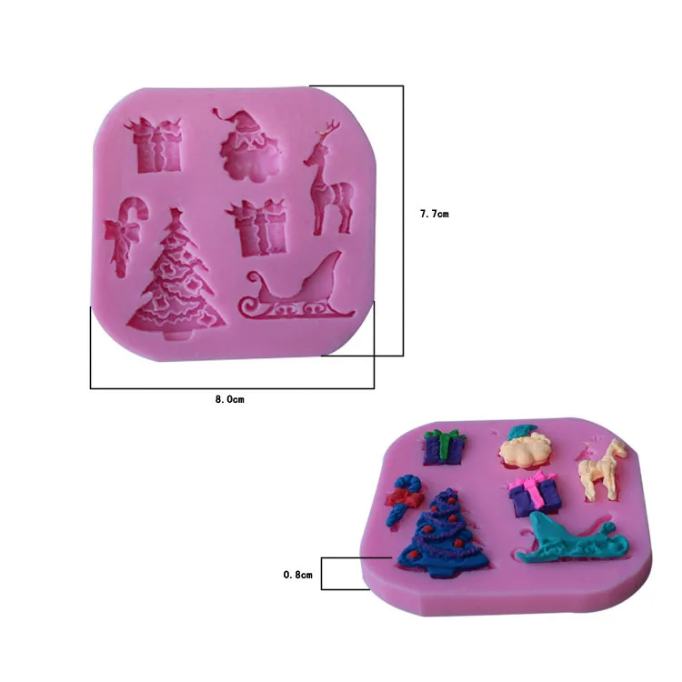 Новогодние ёлки формы для колоколов конфеты олени силиконовые Fondant (сахарная)