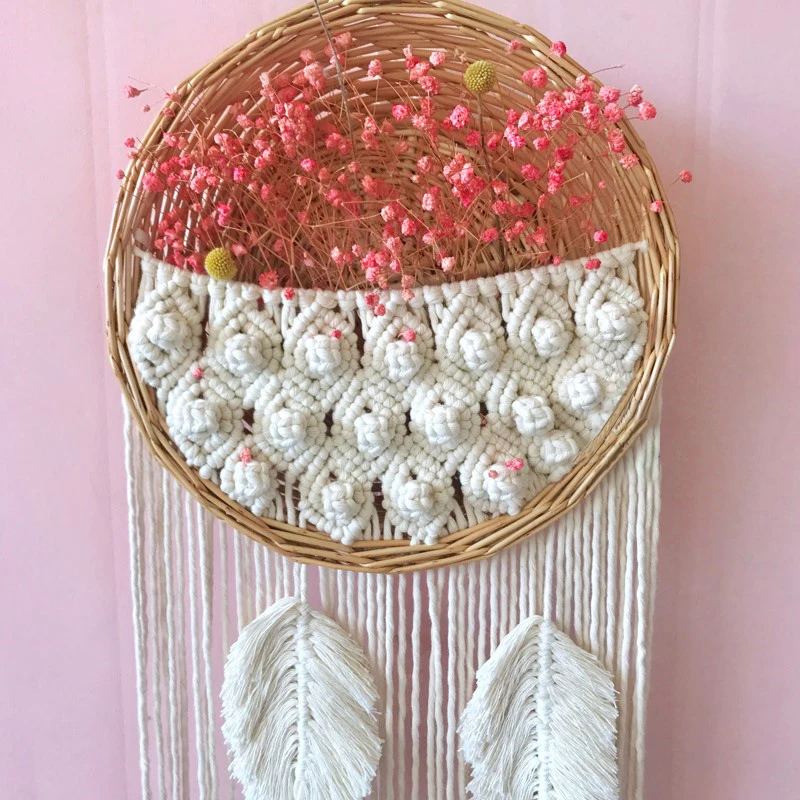 Ins фон для комнаты гобелен из макраме тканая корзина цветочный горшок ротанговый