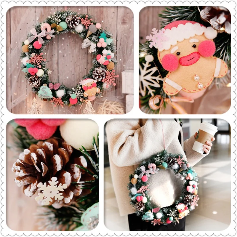 Новогодняя тема настенная подвеска 33 см кукла из фетра Настенный комплект