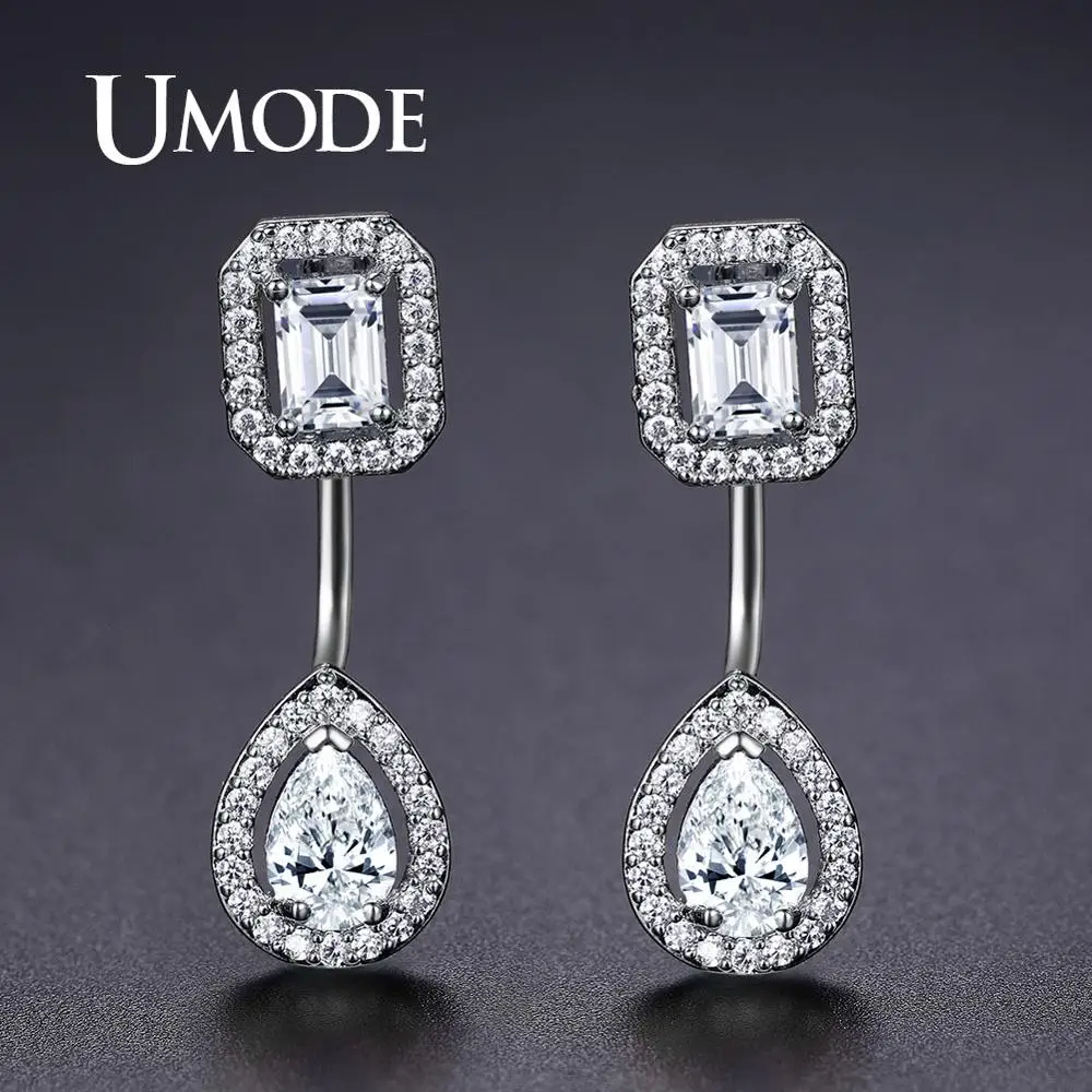 UMODE женские Геометрические Роскошные свадебные серьги циркониевые индийские