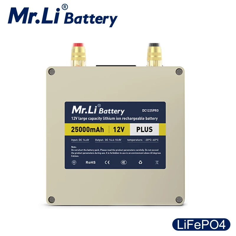 Mr.Li 12V 25Ah Lifepo4 аккумуляторная батарея с 6A зарядное устройство для Открытый