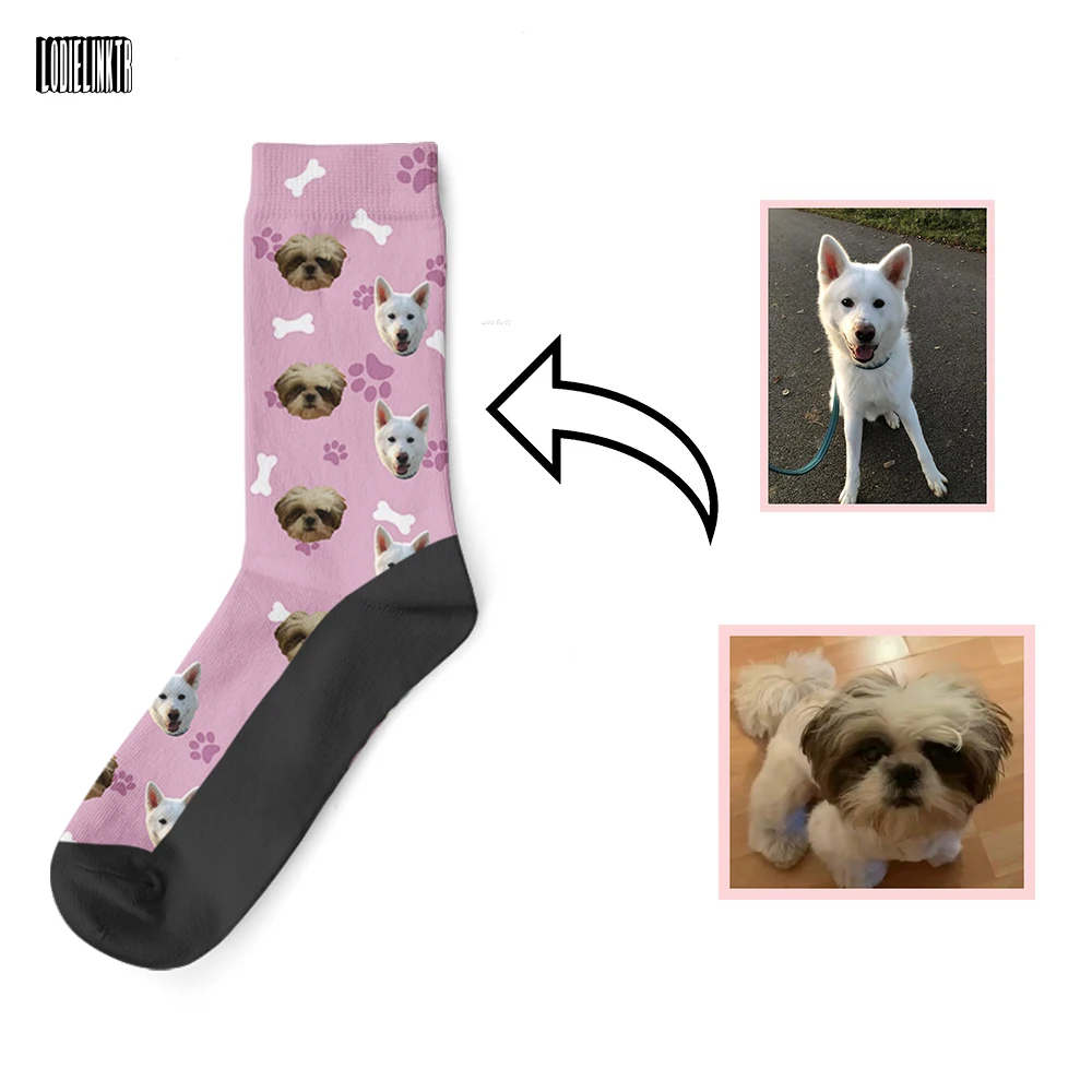 3D Printed Custom Personalized Socks Animal Dog Cat Cute Pure Cotton Long Socks 46cm Winter Thick Warm Customized Couple Socks