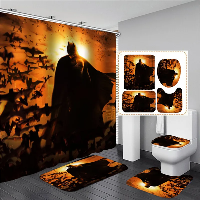 black skull skeleton printed shower curtain set horrible halloween festival bathroom decor pedestal rug lid carpet toilet cover free global shipping