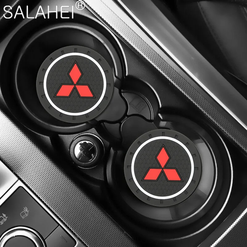 

2pc Car Water Cup Holder Coaster Non slip Pad Interior Decoration For Mitsubishi ralliart Lancer 9 10 Asx Outlander asx 3 Pajero
