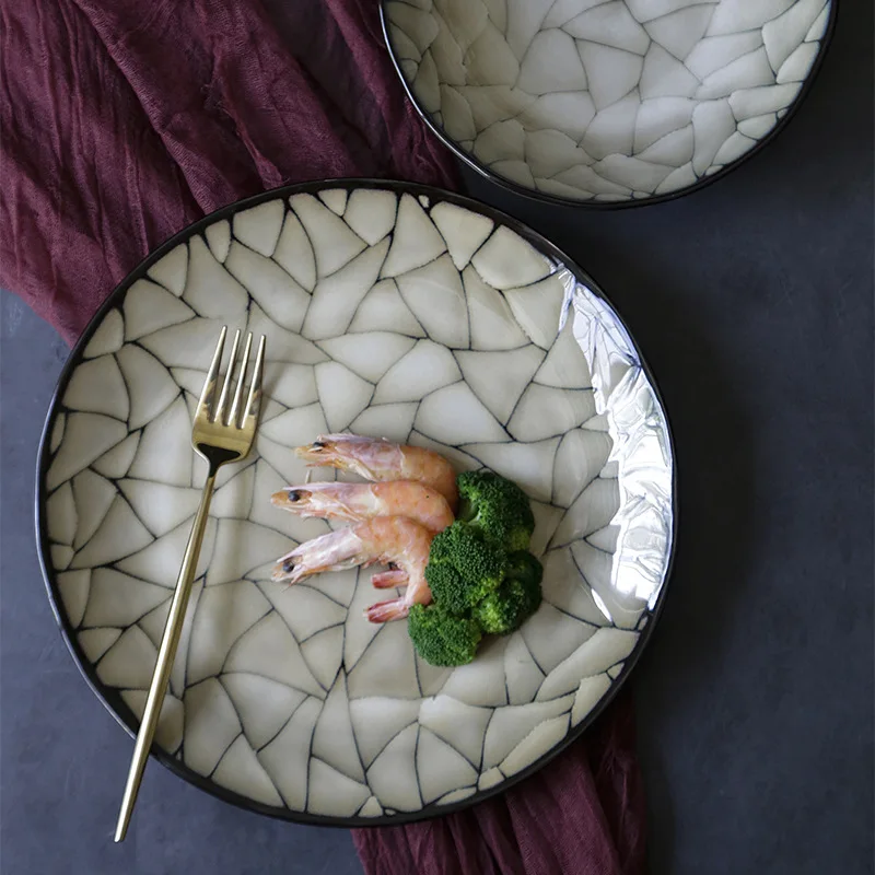 Уникальные пасторальные керамические обеденные тарелки Глубокая тарелка блюдо