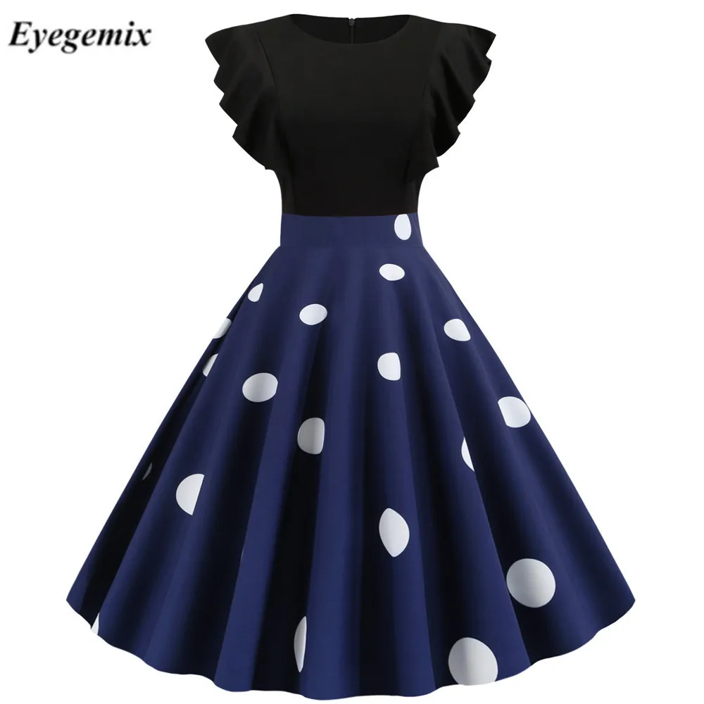 Платье женское винтажное однотонное с рукавами-лепестками элегантное офисное