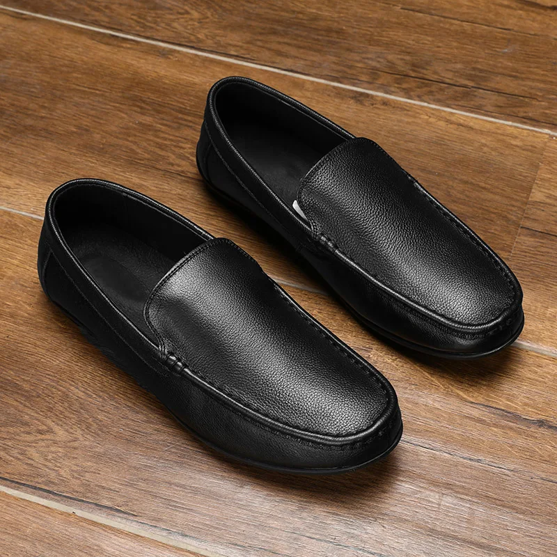 New Summer Men Shoes Casual Luxury Brand Genuine Leather Mens Loafers Moccasins Italian Breathable Slip on Boat | Обувь