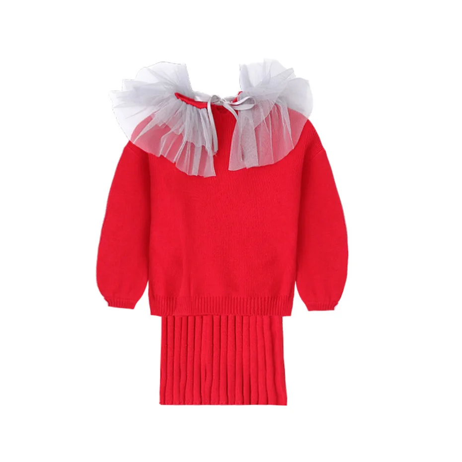 Dresses For Girls Dress Solid Knitted Kids Sweater Girl Autumn Winter Toddler Clothing 6 8 10 12 14 Year | Детская одежда и обувь