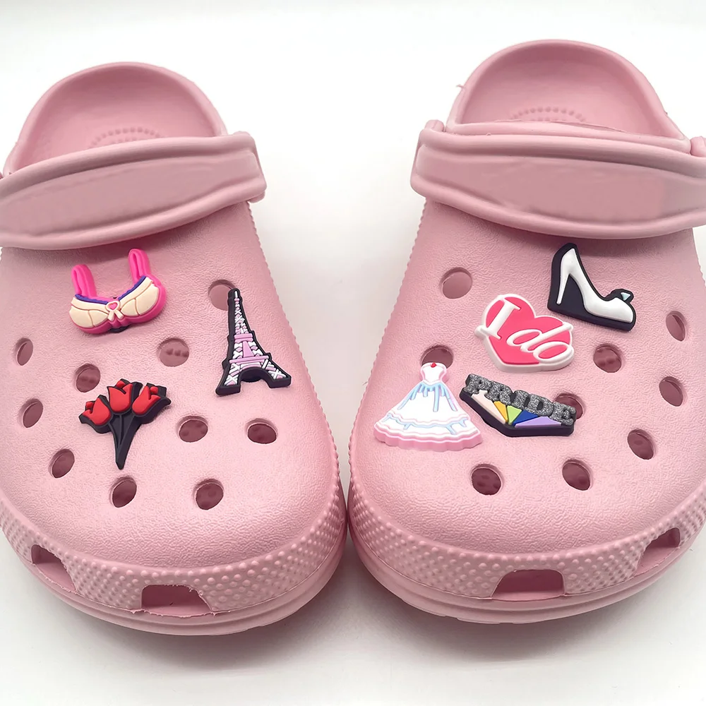 Милые Мультяшные шармы JIBZ Croc для девочек аксессуары сделай сам ПВХ бюстгальтер