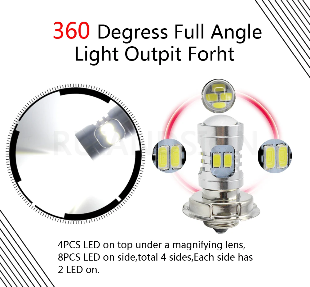 1 шт. мотоцикл P26S светодиодный 5730 12smd Мотоцикл головной светильник лампочка 600LM 6000K