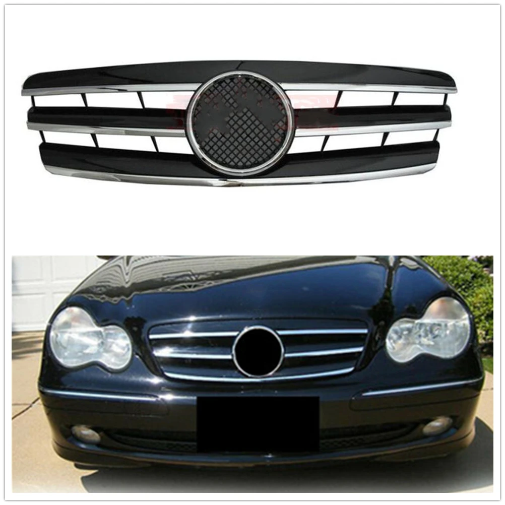 RacingGrills для Mercedes Benz W203 автомобиль передний бампер решетка хромированная черный 3