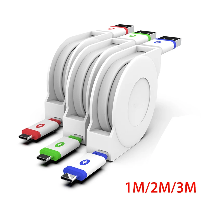 USB-кабель Type-C 2 м 3 выдвижной кабель для Samsung Huawei Xiaomi портативный зарядный