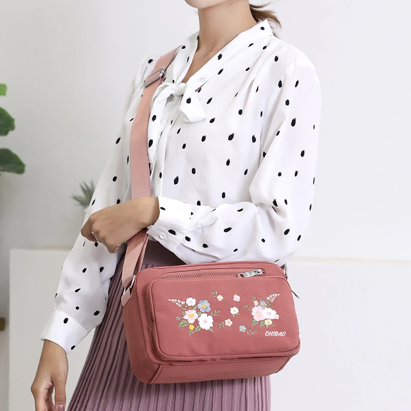 Bags for Women Nylon Crossbody Waterproof Female Messenger Bag Embroidery Shoulder Bag Small Fashion Women Messenger Bags