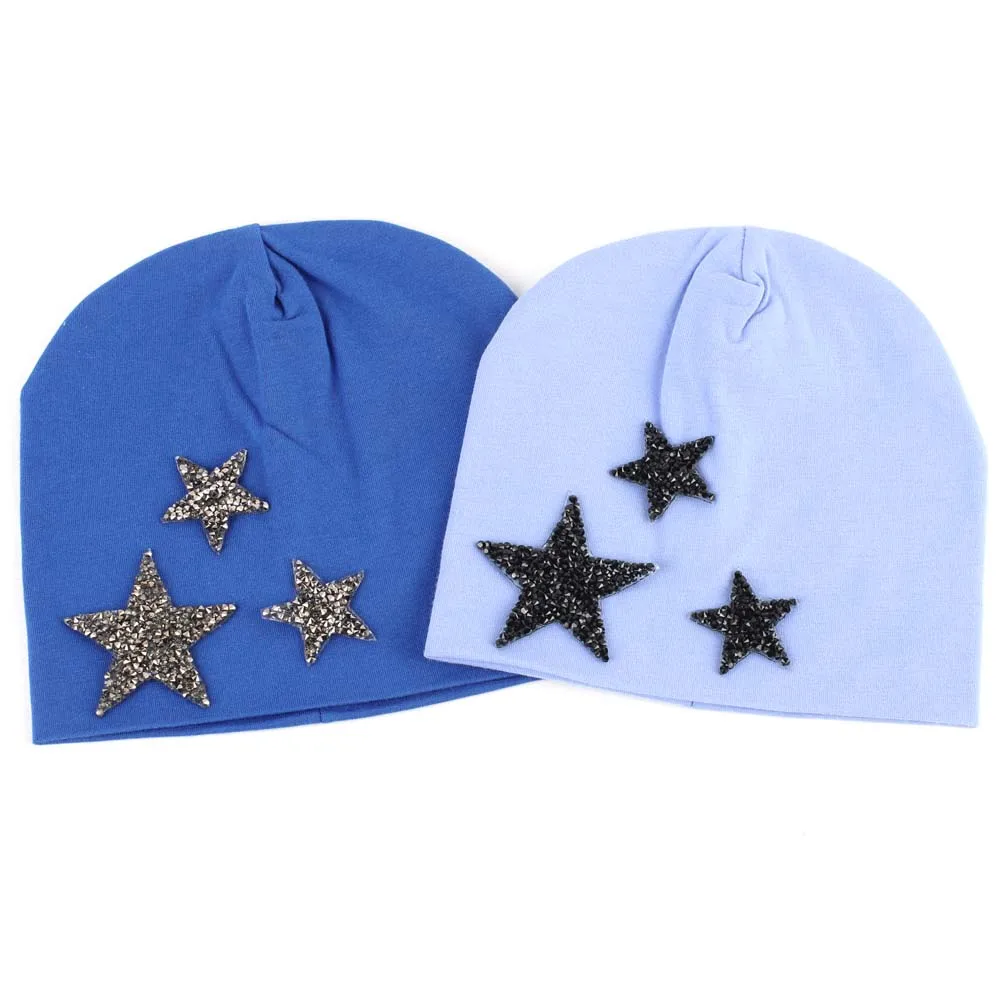 2019 Весенняя хлопковая шапка со звездой для новорожденных шапочки карамельных