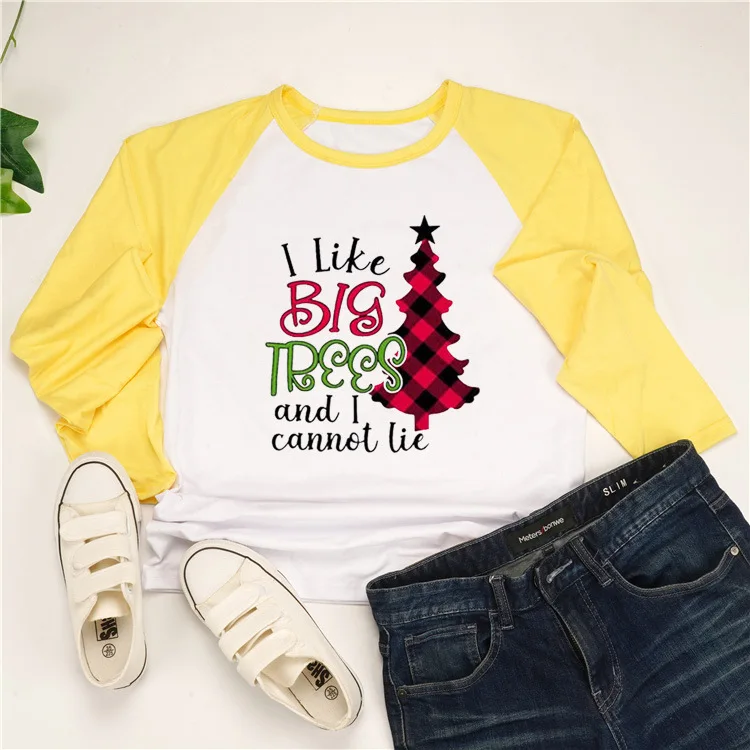 Футболка женская с надписью I Like Big Trees длинным рукавом в стиле Харадзюку размера