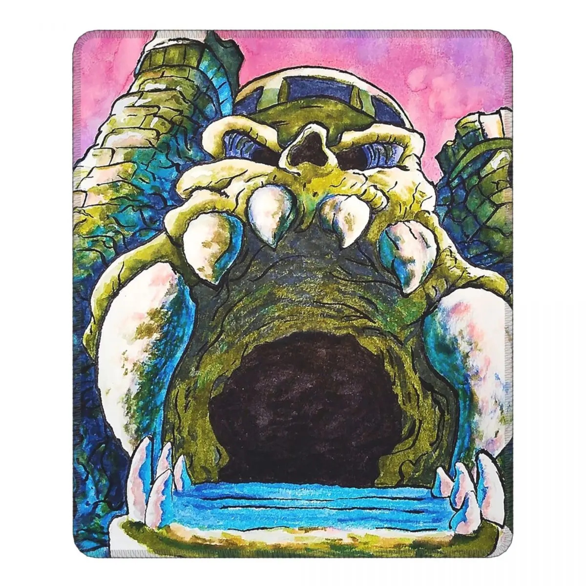 Коврик для мыши с изображением замка серого черепа нескользящий резиновый |