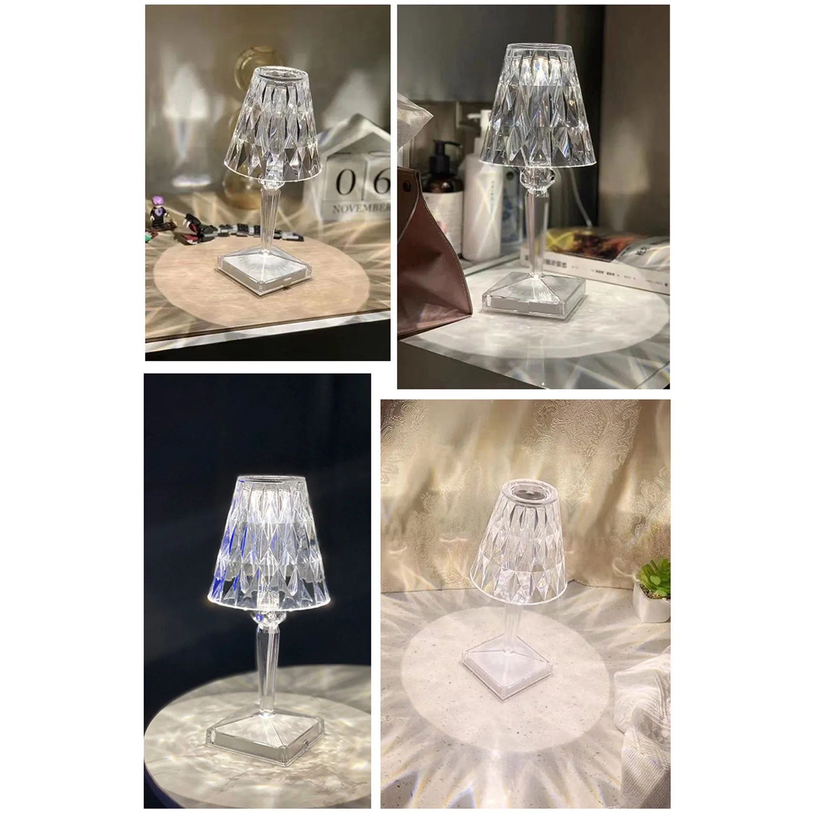 

Atmosphere Light Night Light Usb To-uch Led Light Crystal Diamond Table Lamp Gift Crystal Diamond Table Lamp with Battery F4