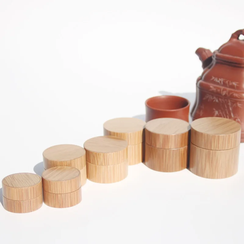 

Bamboo Portable Round Bottle Cream Jar Nail Art Mask Cream Refillable Empty Cosmetic Makeup Container Storage Box 5 10 20 30 g