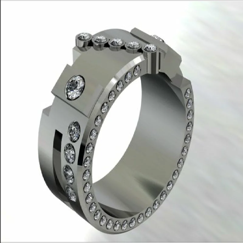 

Fashion Zircon Geometry Ring for Men Business Party Rings Jewelry Hand Accessories Size 6-13